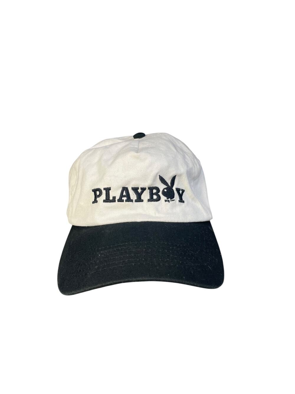 Playboy OSFM White/Black 100% Cotton SnapBack Hat